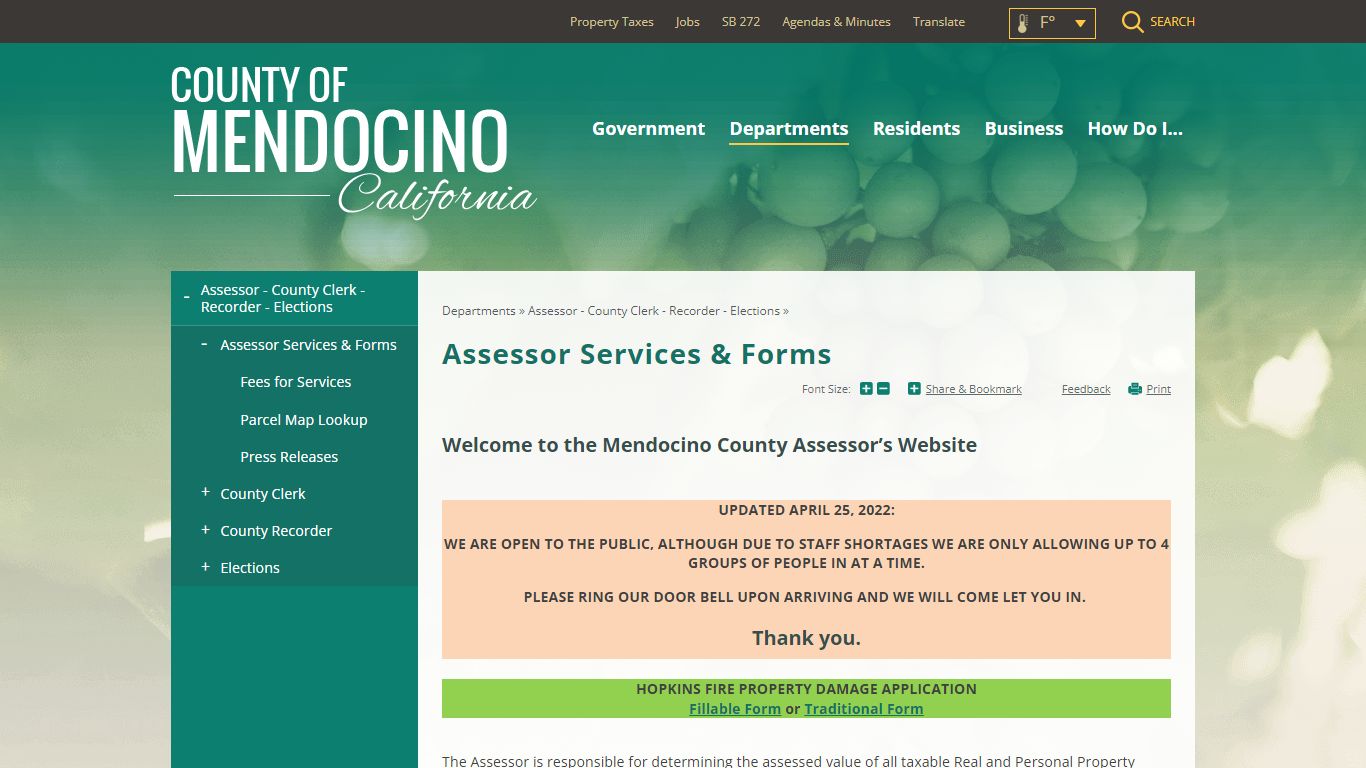 Assessor Services & Forms | Mendocino County, CA